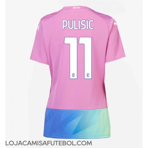Camisa de Futebol AC Milan Christian Pulisic #11 Equipamento Alternativo Mulheres 2023-24 Manga Curta